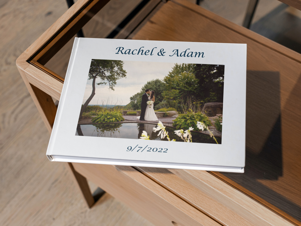 Wedding guestbook on coffee table